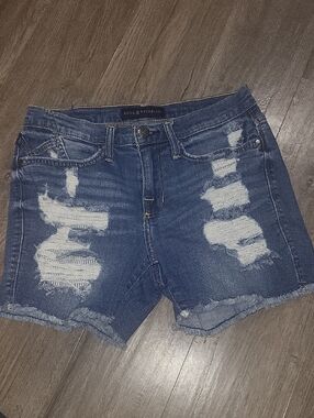 Rock & Republic Distressed Dark Blue Denim Cutoff Shorts Sz 6 Hula